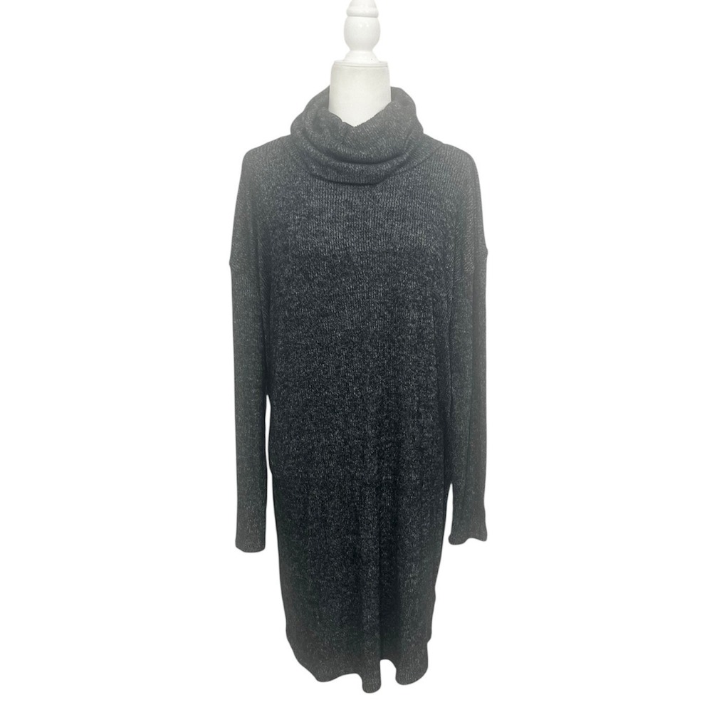 GAP Women Charcoal Heather Knit Turtleneck Long Sleeve Sweater Dress Size Large